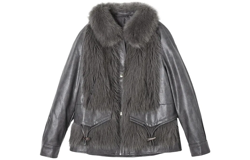 【dme】纯色休闲宽松翻领百搭夹克外套 女款 灰色