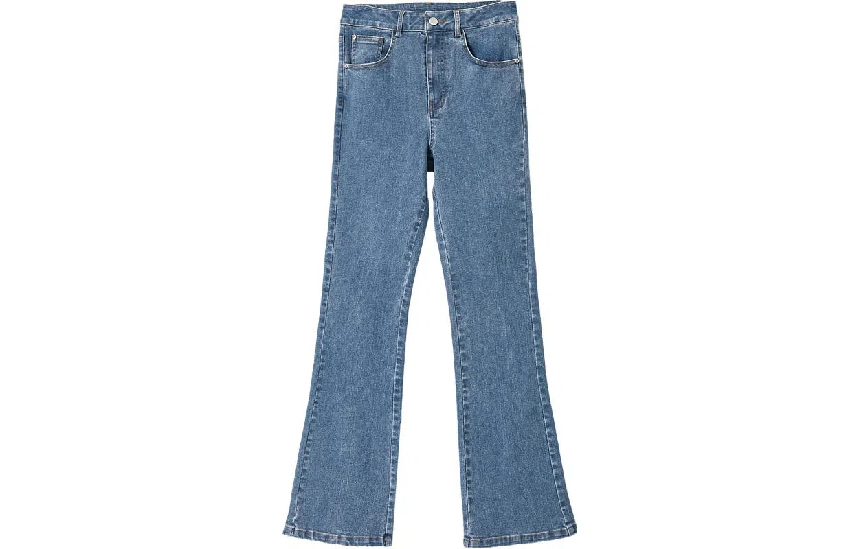 【dme】 纯色高腰牛仔裤 女款 浅蓝色