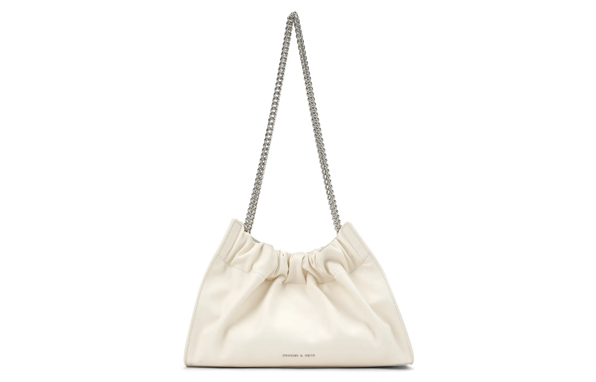 CHARLES&KEITH Soft Large Chain Tote Noir Cream