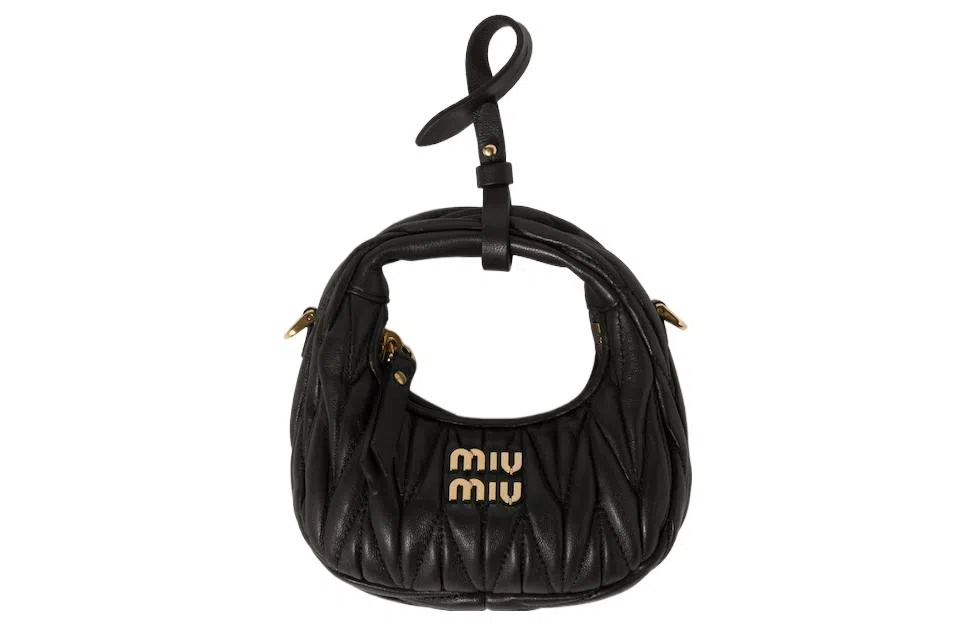 Miu Miu Matelasse Mini Hobo Bag Black