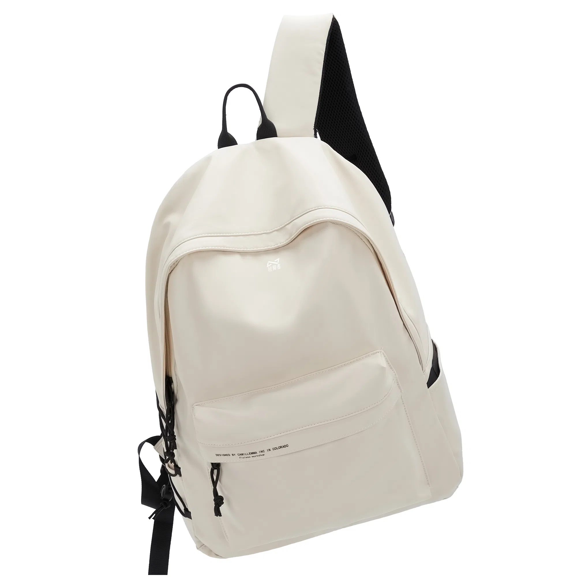 轻骑者 休闲大容量字母印花纯色初高中大学生上学通勤运动出游 织物 书包背包双肩包 男女同款情侣款 黑白色 韩版