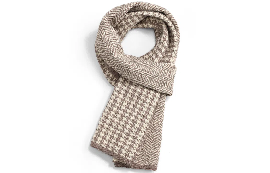 优幽兰 秋冬百搭时尚千鸟格 简约加厚防风防寒保暖小众 绒线围巾 男女同款情侣款 礼物