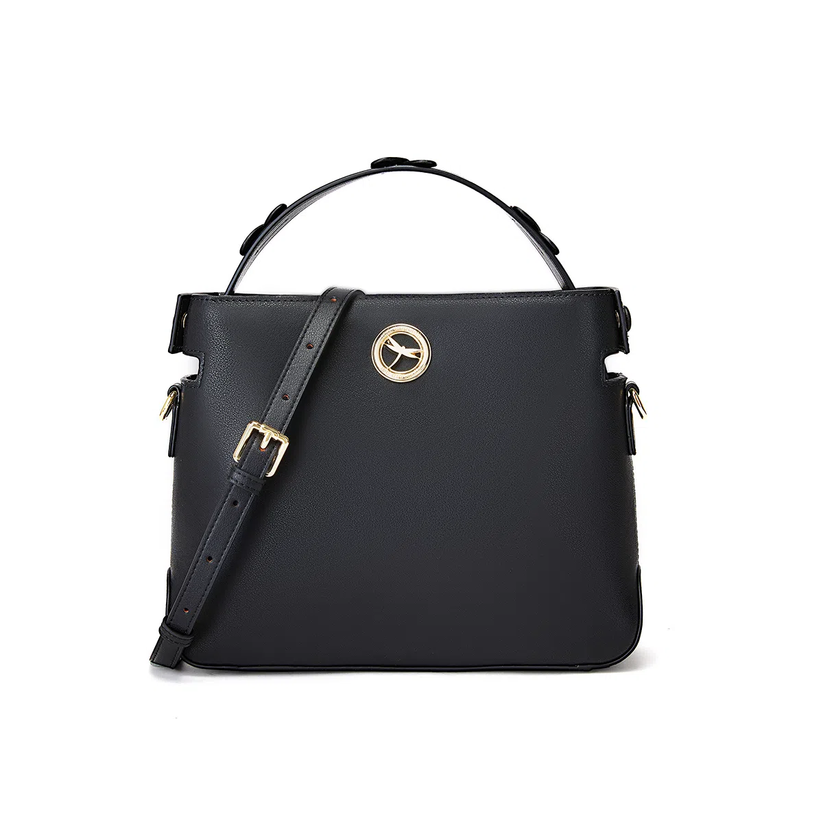 红蜻蜓 通勤百搭时尚 皮革 手提包 女款 黑色