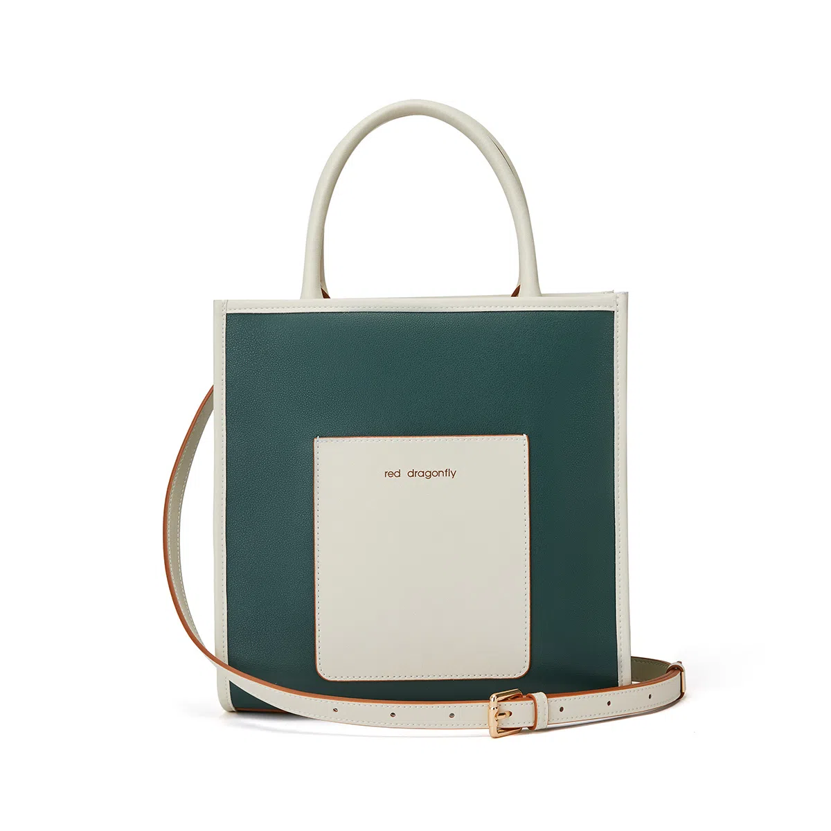 红蜻蜓 包包女士斜挎包牛剖层皮革超细纤维合成革方包通勤手提包单肩包 女款 绿色