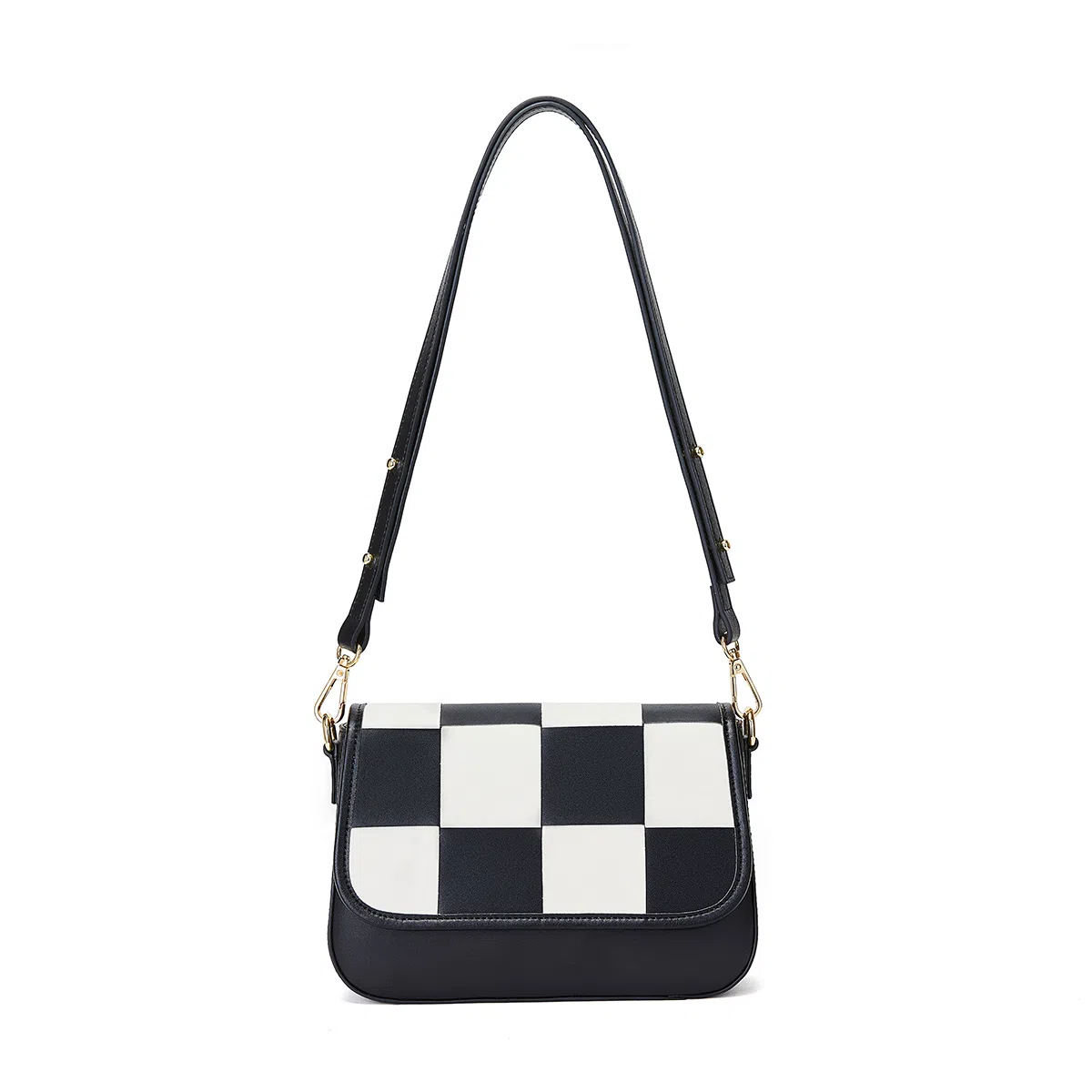 红蜻蜓 大容量时尚格子 牛皮 斜挎包单肩包 常规 女款 黑色