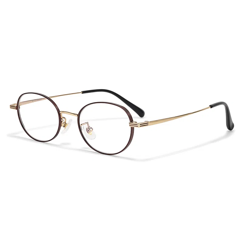 【联系客服可配度数】 佐川  超轻 钛文艺眼镜 高度数眼镜框复古椭圆近视眼镜 纯钛 圆形 光学镜架 男女同款情侣款 可配近视散光