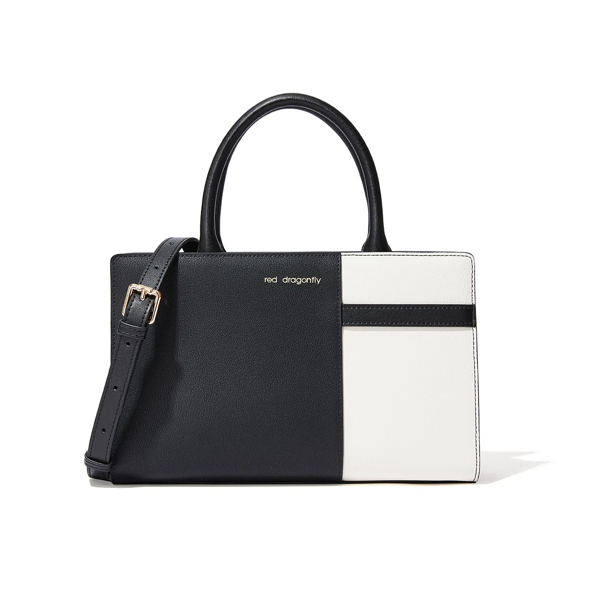 红蜻蜓 商务通勤时尚撞色 牛剖层革 单肩斜挎手提包 女款 黑色/绿色/白色