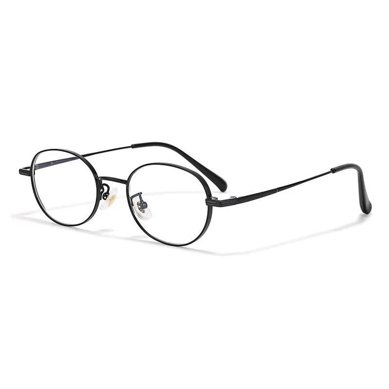 【联系客服可配度数】 佐川  超轻 钛文艺眼镜 高度数眼镜框复古椭圆近视眼镜 纯钛 圆形 光学镜架 男女同款情侣款 可配近视散光