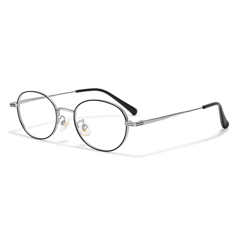 【联系客服可配度数】 佐川  超轻 钛文艺眼镜 高度数眼镜框复古椭圆近视眼镜 纯钛 圆形 光学镜架 男女同款情侣款 可配近视散光