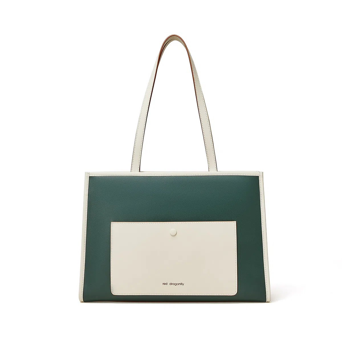 红蜻蜓 商务通勤时尚撞色 牛剖层革 单肩斜挎手提包 女款 黑色/绿色/白色