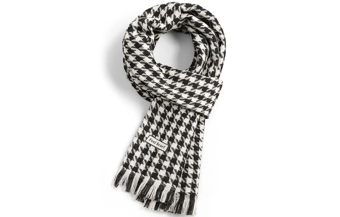 优幽兰 千鸟格 加厚防风防寒保暖护脖高级感 绒线围巾 男女同款情侣款 礼盒