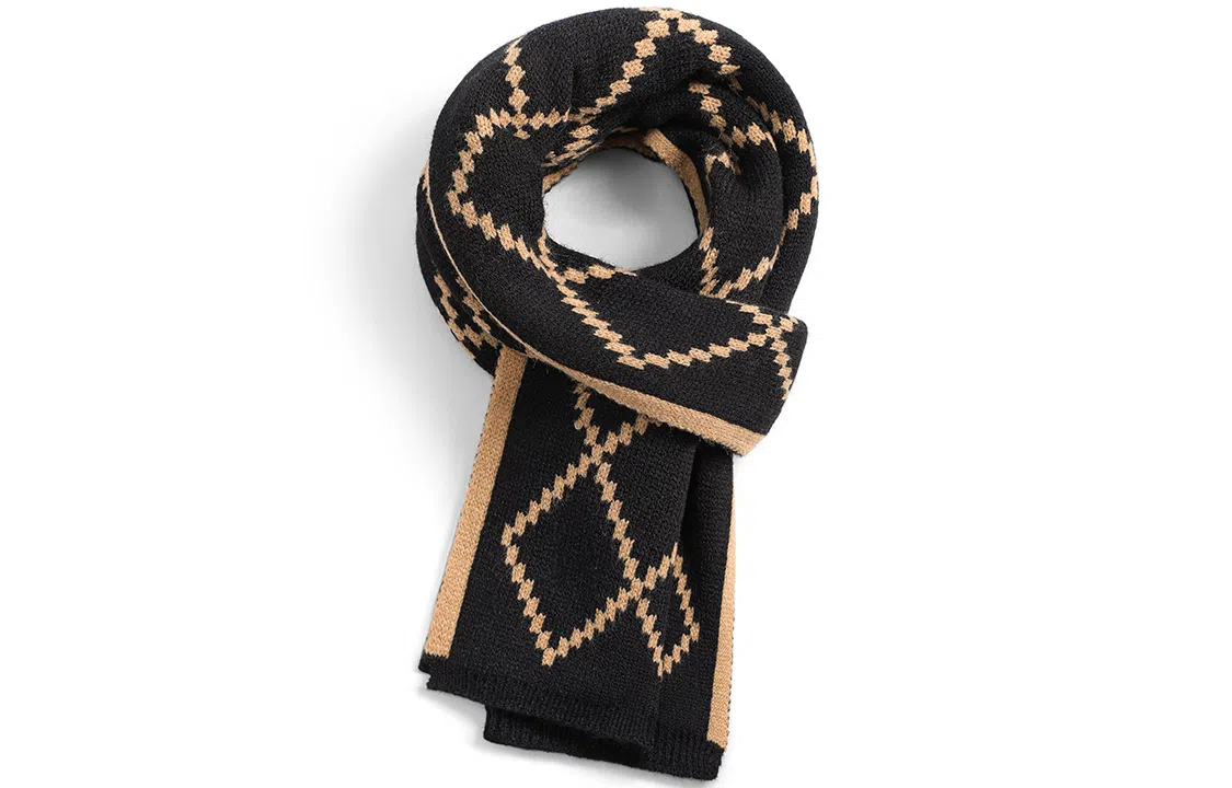 优幽兰 秋冬季新年氛围感设计感菱格百搭针织加厚护脖子防风防寒保暖简约休闲潮流 绒线围巾 男女同款情侣款