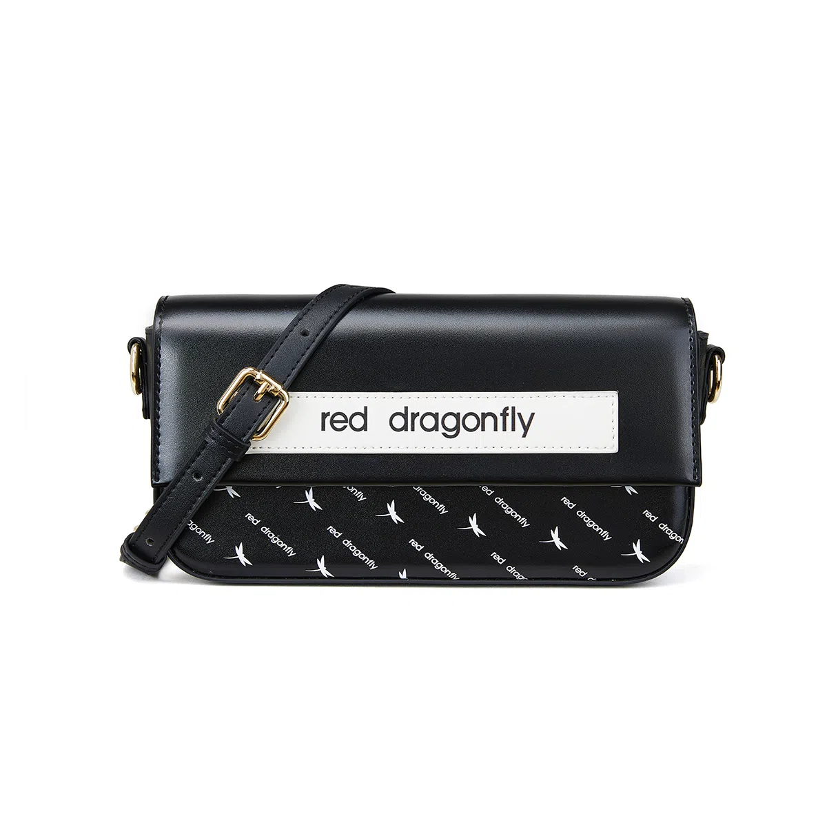 红蜻蜓 时尚印花设计 牛剖层皮革配超细纤维合成革 斜挎单肩包 女款 黄色/黑色