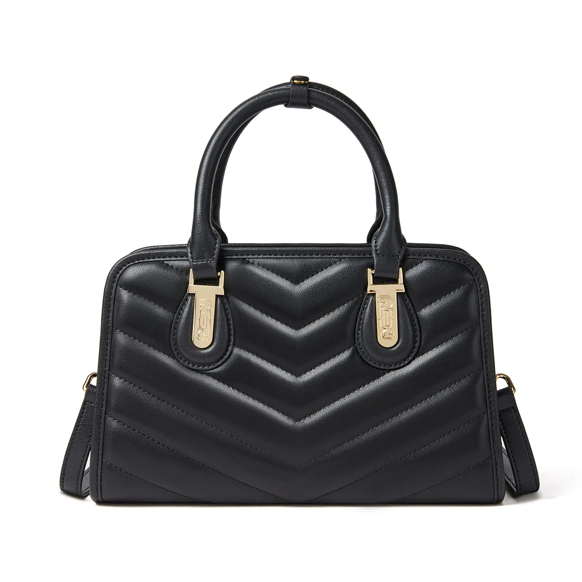 红蜻蜓 通勤拉链开合 牛剖层皮革 单肩包斜挎包手提包 女款 黑色