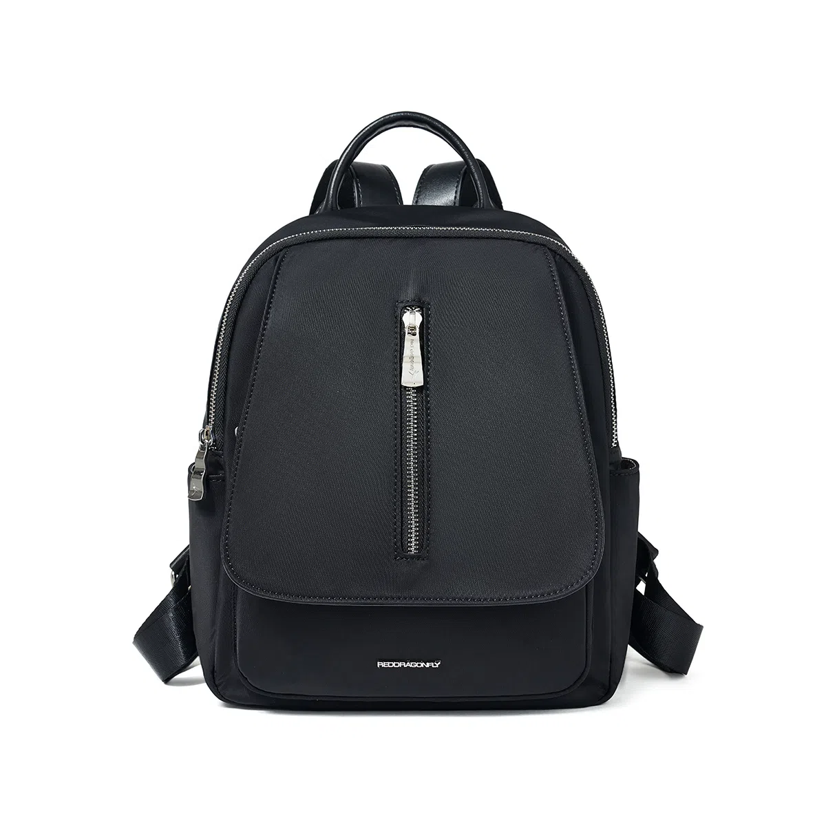 红蜻蜓 休闲女士背包大容量轻巧织物配超纤合成革双肩包 女款 黑色