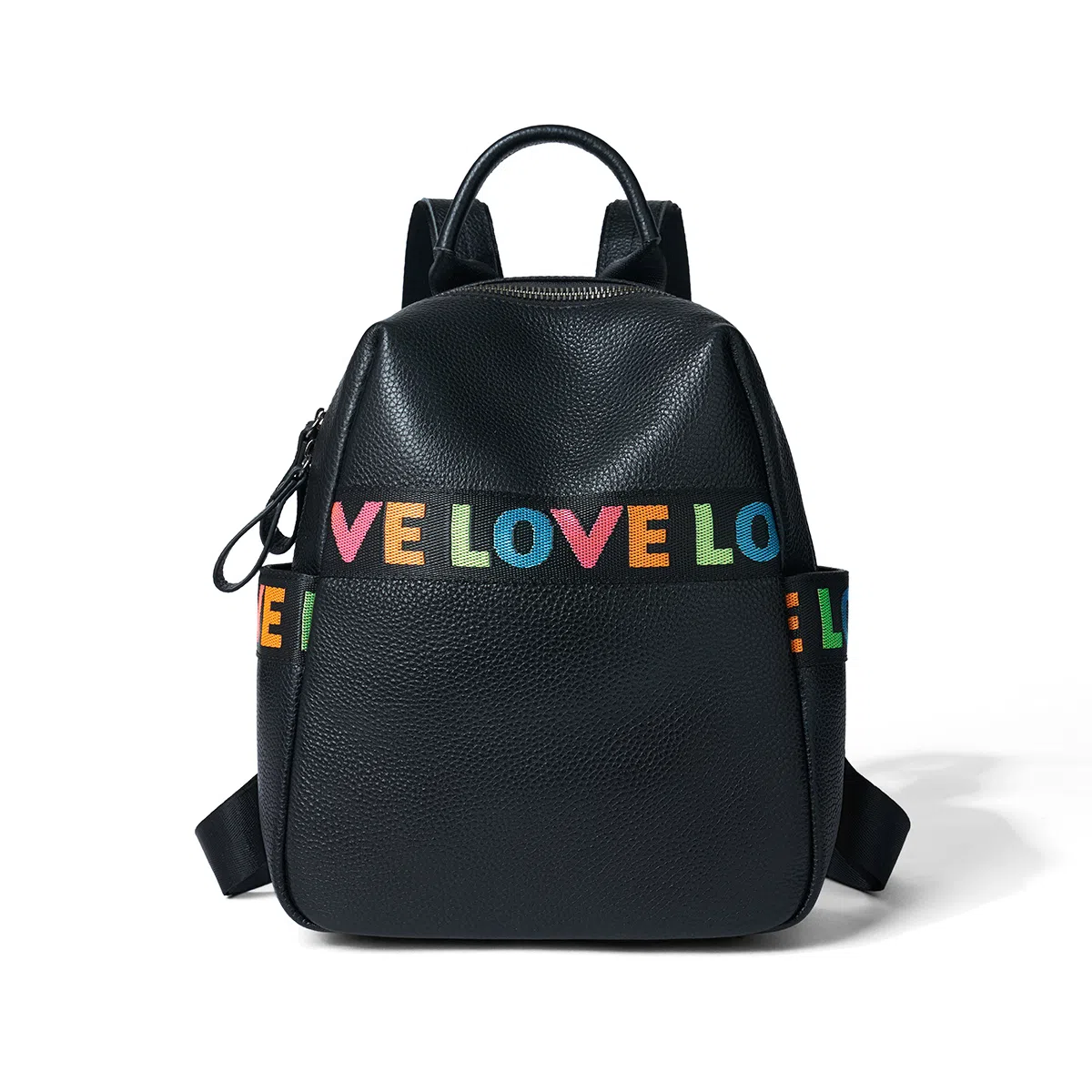 红蜻蜓 轻便背包旅行包双肩包 牛头层皮革配超细纤维合成革 女款 黑色