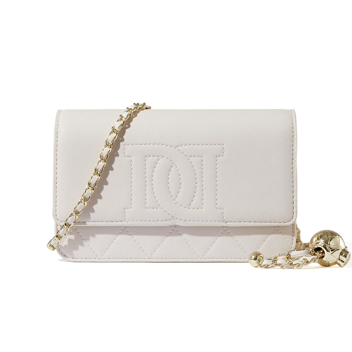 红蜻蜓包包女式时尚小金球链条单肩包链条包女式斜挎包女包 牛皮