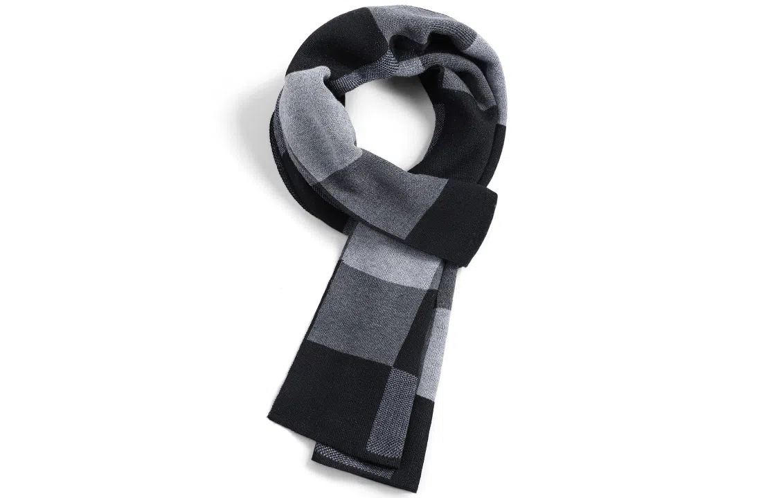 秋冬季  优幽兰 经典格子拼色针织围脖加厚保暖百搭休闲时尚学生防风防寒通勤骑行户外 绒线围巾 男款