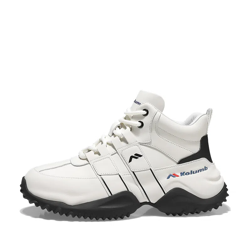 哥仑步 厚底百搭 中帮 生活休闲鞋 男款 白