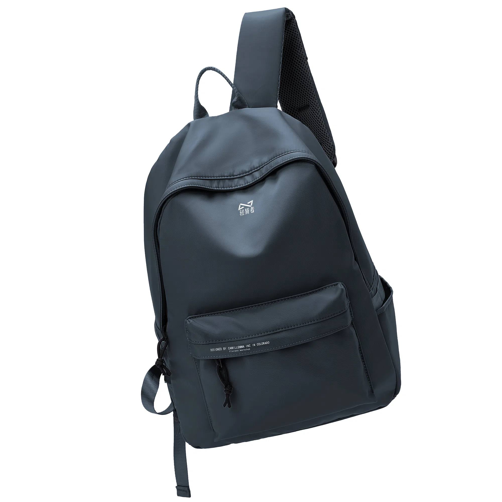 轻骑者 休闲大容量字母印花纯色初高中大学生上学通勤运动出游 织物 书包背包双肩包 男女同款情侣款 黑白色 韩版