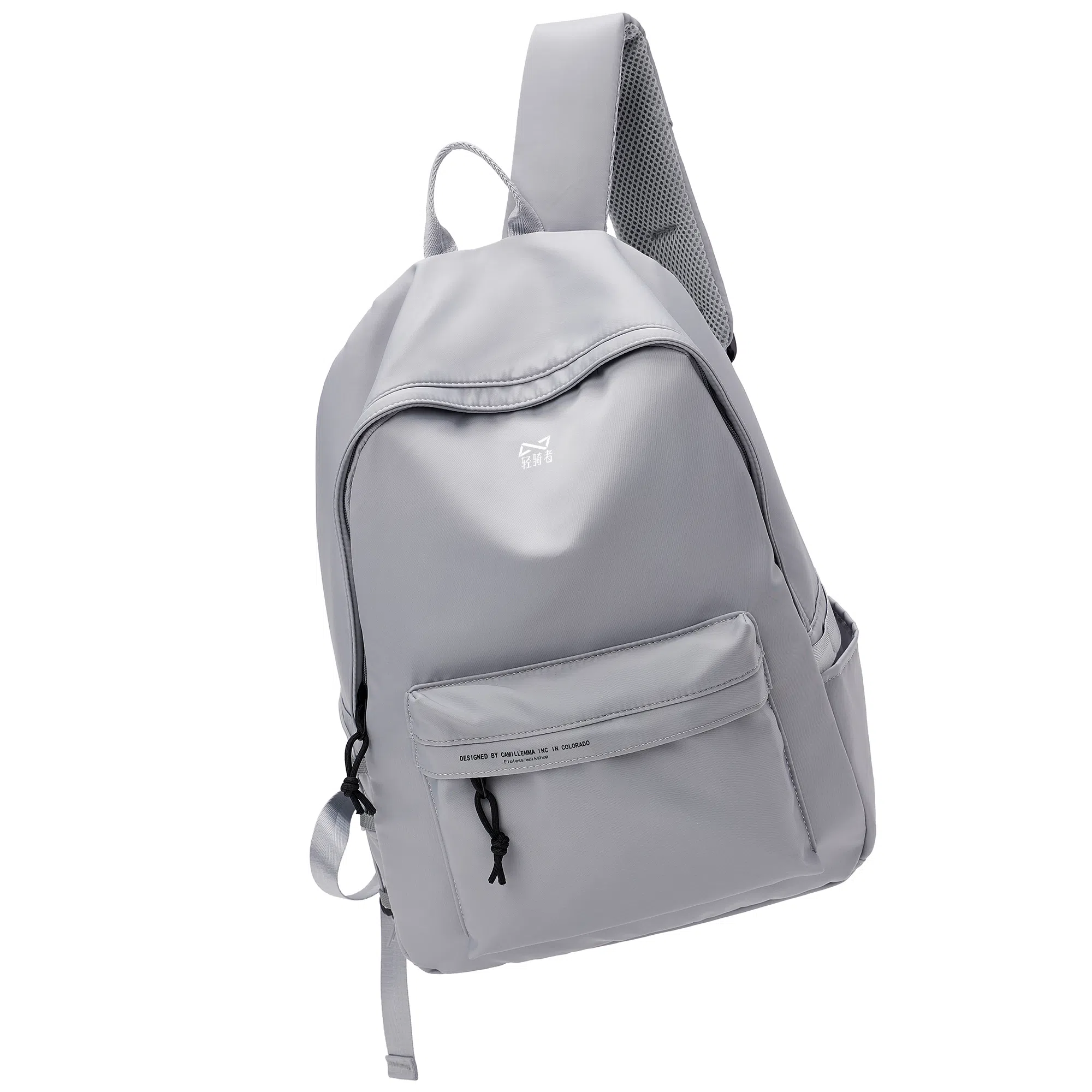 轻骑者 休闲大容量字母印花纯色初高中大学生上学通勤运动出游 织物 书包背包双肩包 男女同款情侣款 黑白色 韩版