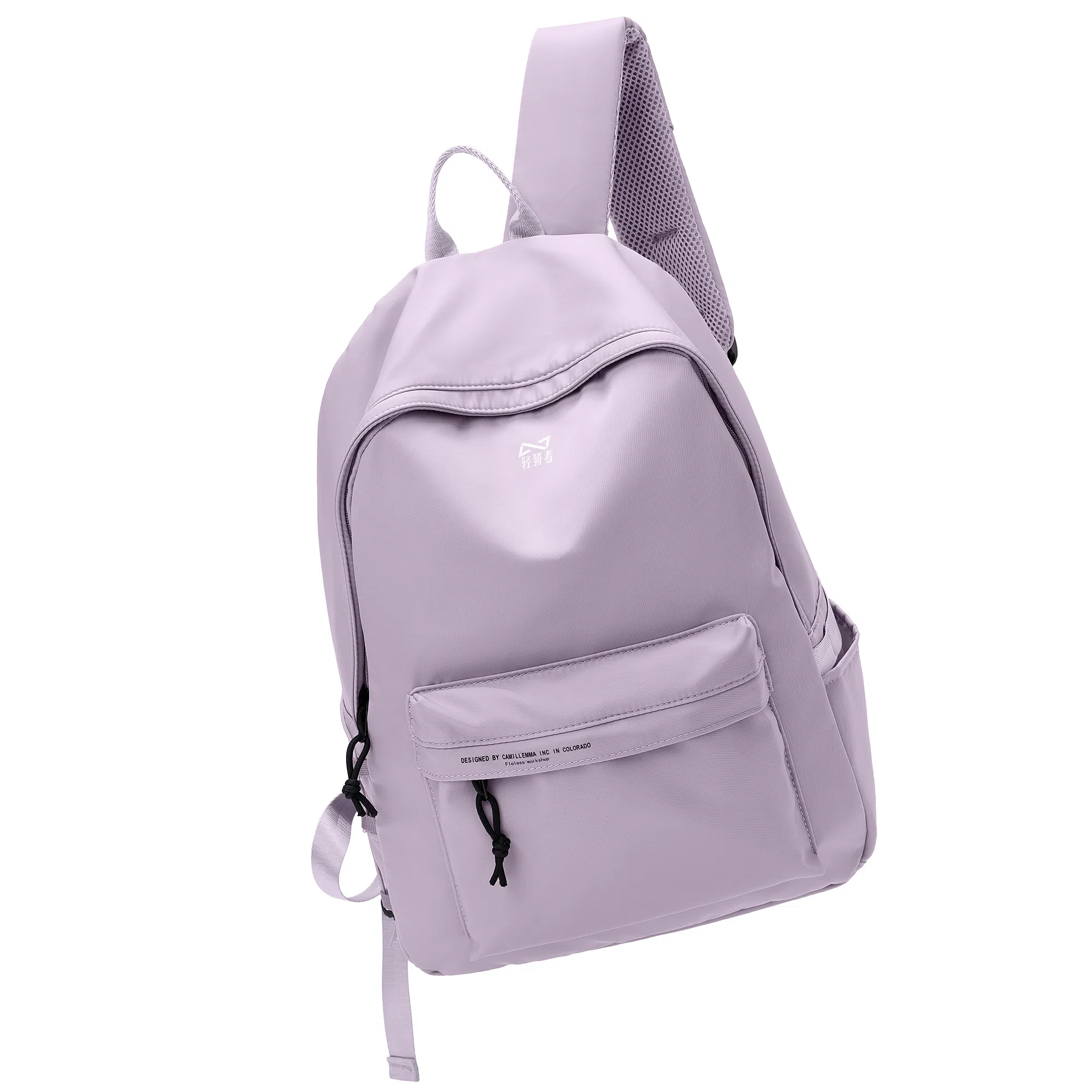 轻骑者 休闲大容量字母印花纯色初高中大学生上学通勤运动出游 织物 书包背包双肩包 男女同款情侣款 黑白色 韩版