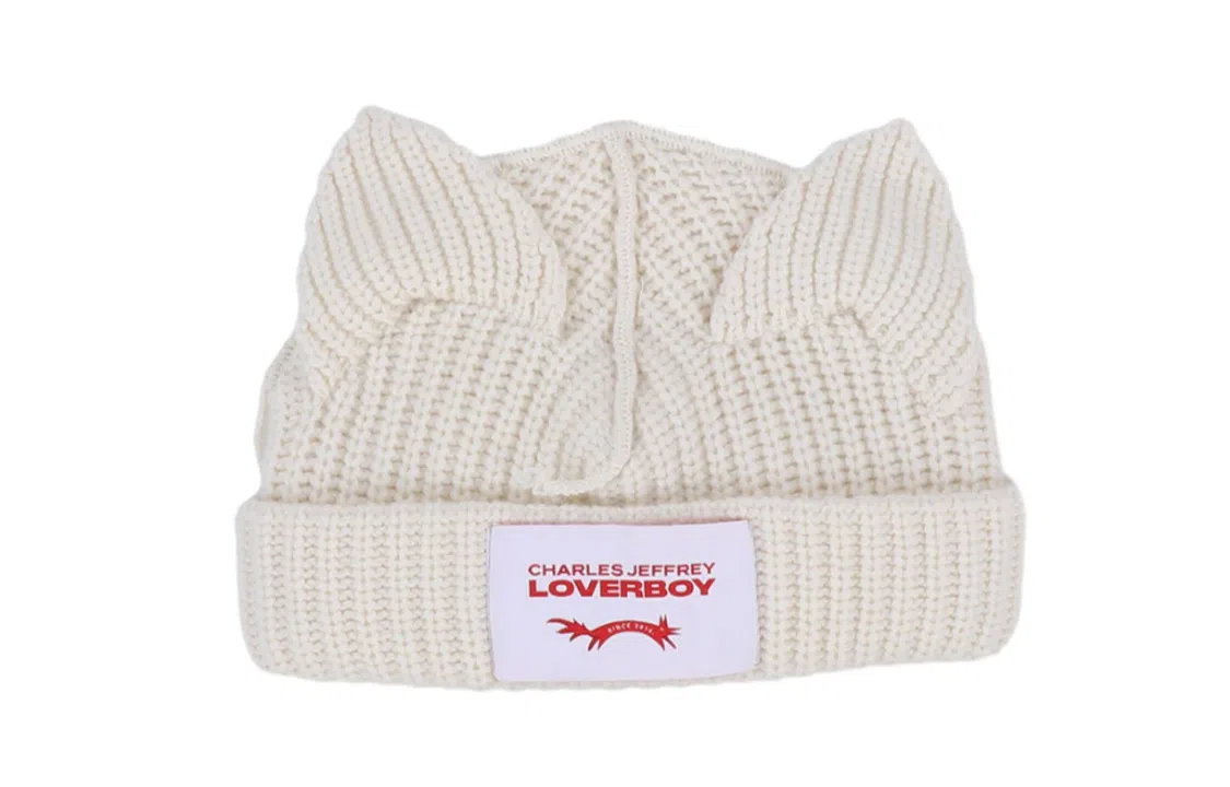 CHARLES JEFFREY Logo Patch Beanie White
