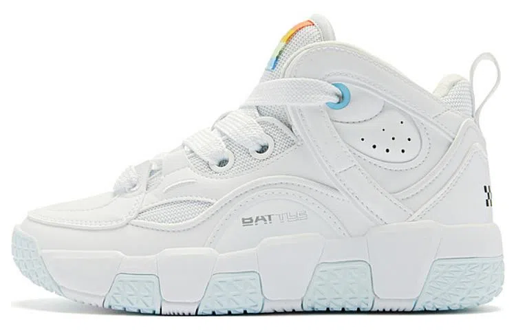 乔丹 圆头舒适 耐磨回弹 中帮 篮球鞋 女款 白蓝色