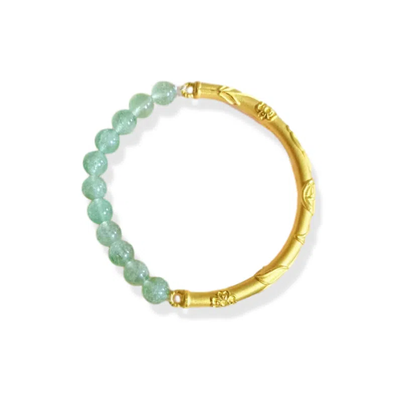 六桂福珠宝 竹节 节节高升 招财转运  招财转运珠 足金 黄金手串 女款