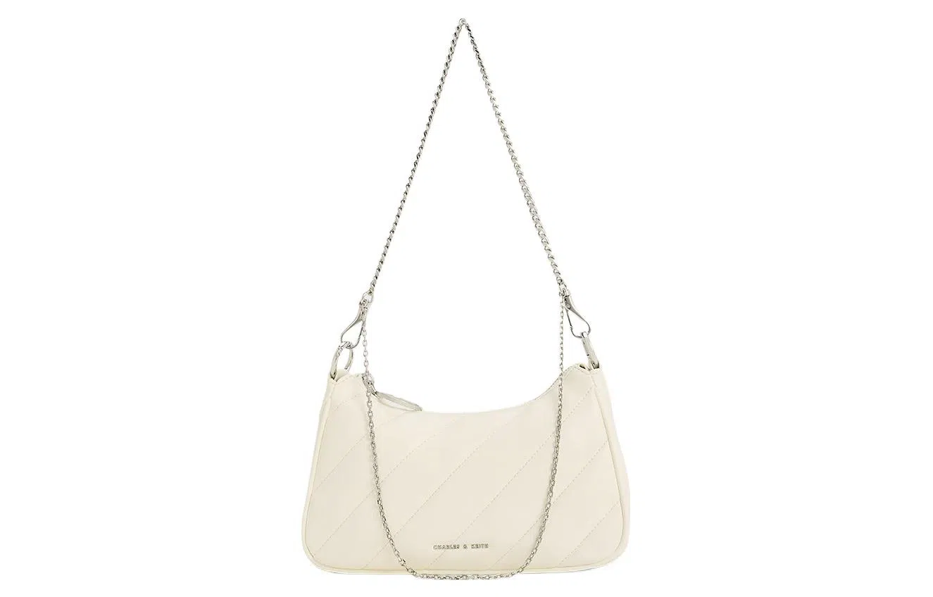 Charles & Keith Quilted Chain Shoulder Bag Milk White