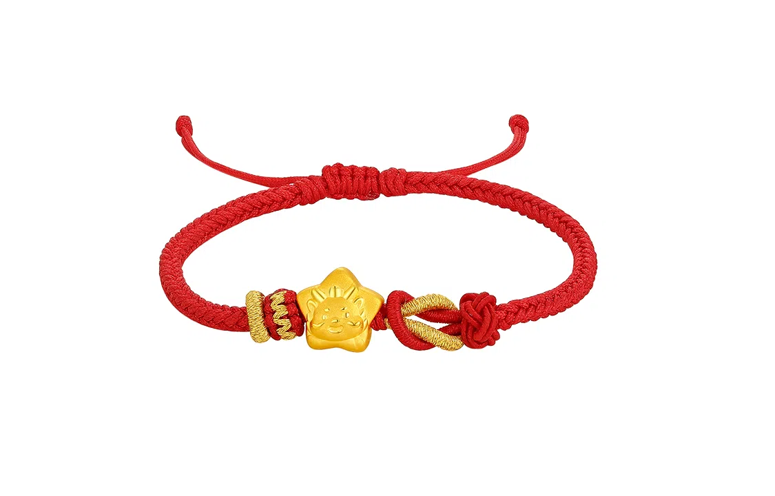 周六福 福星龙红绳编织绳小众设计 足金 按克计价 黄金手链 男女同款情侣款