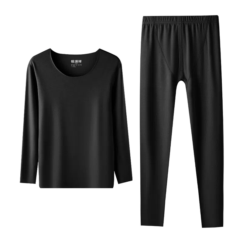 恒源祥 加绒加厚保暖上衣松紧纯色保暖裤保暖套装 男款