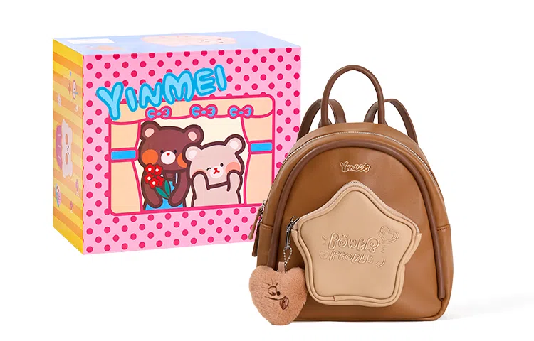 音魅 五角星大学生可爱小众通勤简约百搭 合成革 书包背包双肩包 小号 女款 白色/粉色