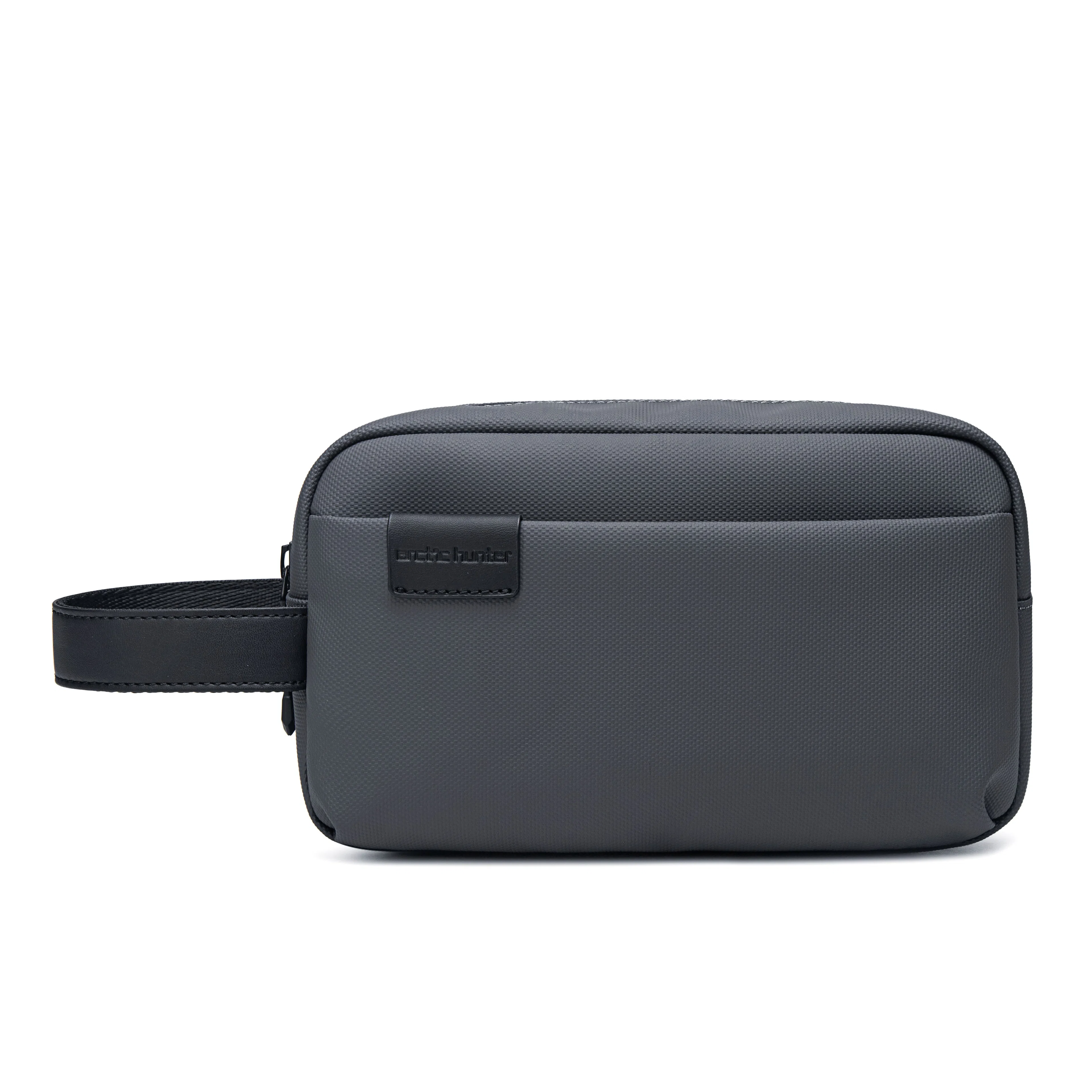 北极猎人 商务时尚百搭 织面 拉链手包盒子包手机包手拿包 常规 男款 黑色/灰色