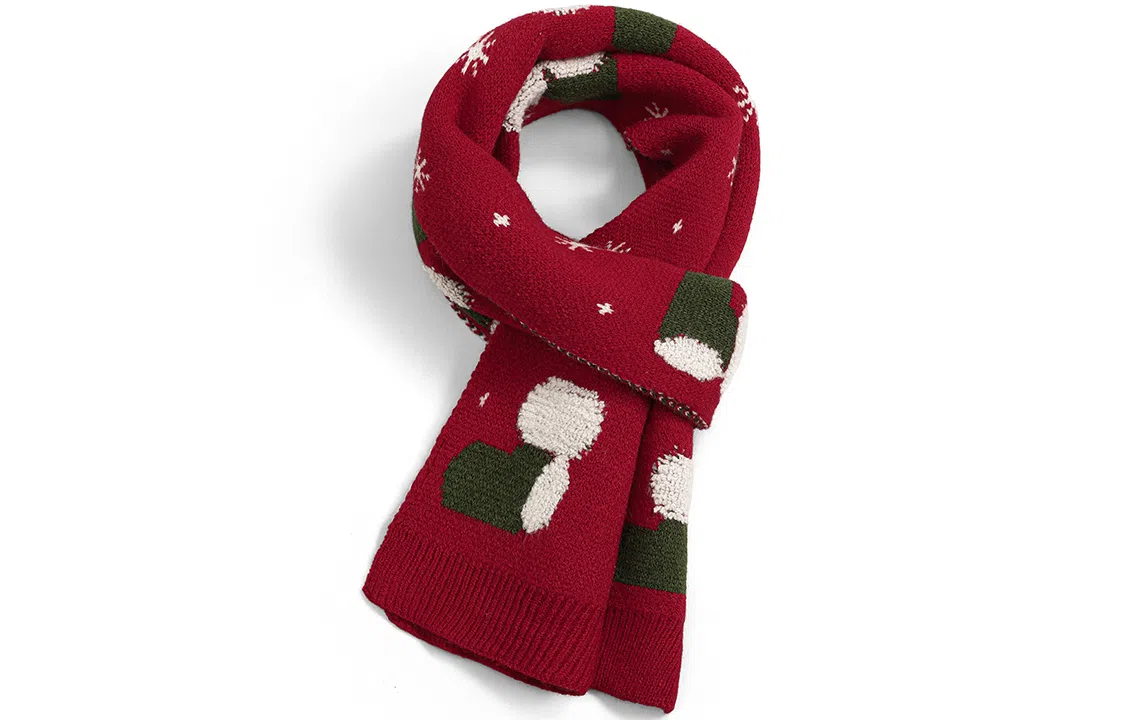 优幽兰 红色经典款防风防寒护脖子保暖小众高级感 绒线围巾 女款