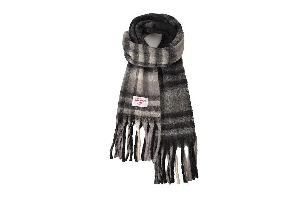 白卷 文艺学院风格子加厚保暖 绒线围巾 男女同款情侣款