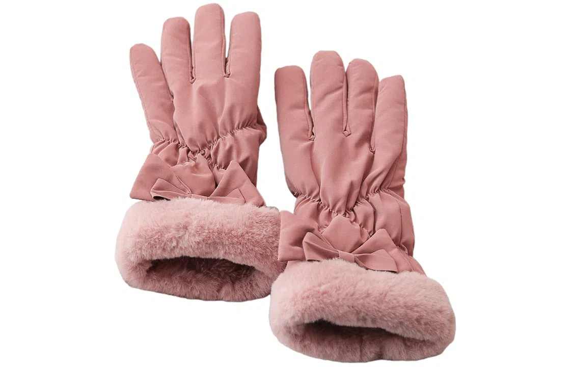 优幽兰 摩托车分指实用五指耐磨防风防寒加绒加厚钓鱼骑车 设计感高级感实用保暖 旅游护手 绒线手套 女款