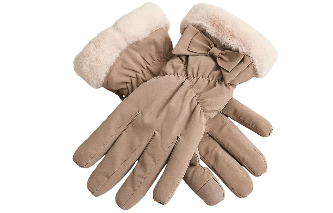 优幽兰 摩托车分指实用五指耐磨防风防寒加绒加厚钓鱼骑车 设计感高级感实用保暖 旅游护手 绒线手套 女款