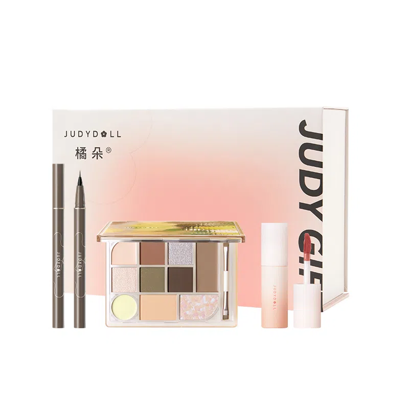 橘朵 十色彩妆综合眼影盘+小奶泥哑光唇泥+眼线液笔礼盒 眼部修饰