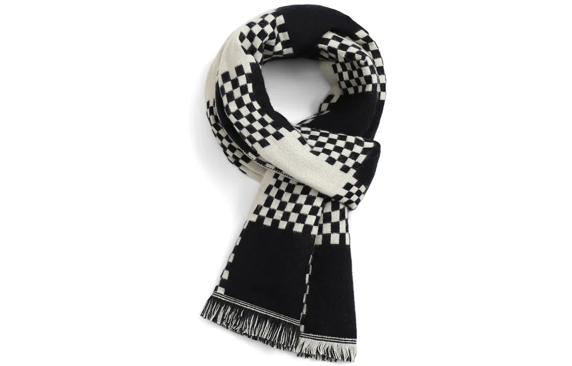 优幽兰 拼色格子 加厚 保暖护脖 防风防寒 高级感 绒线围巾 男女同款情侣款