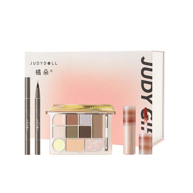 橘朵 十色彩妆综合眼影盘+小奶泥哑光唇泥+眼线液笔礼盒 眼部修饰