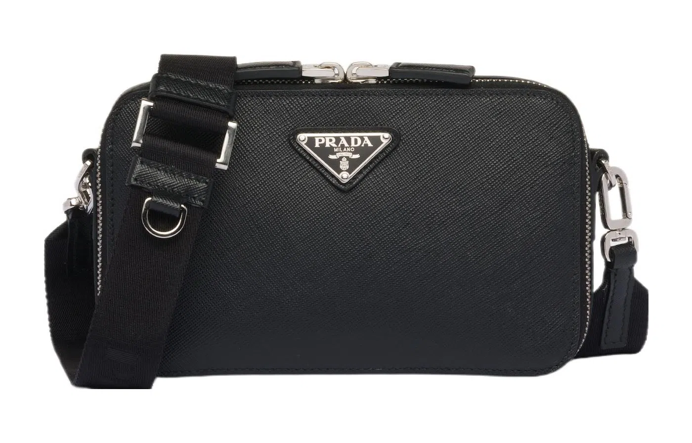 PRADA Brique Leather Shoulder Bag Black
