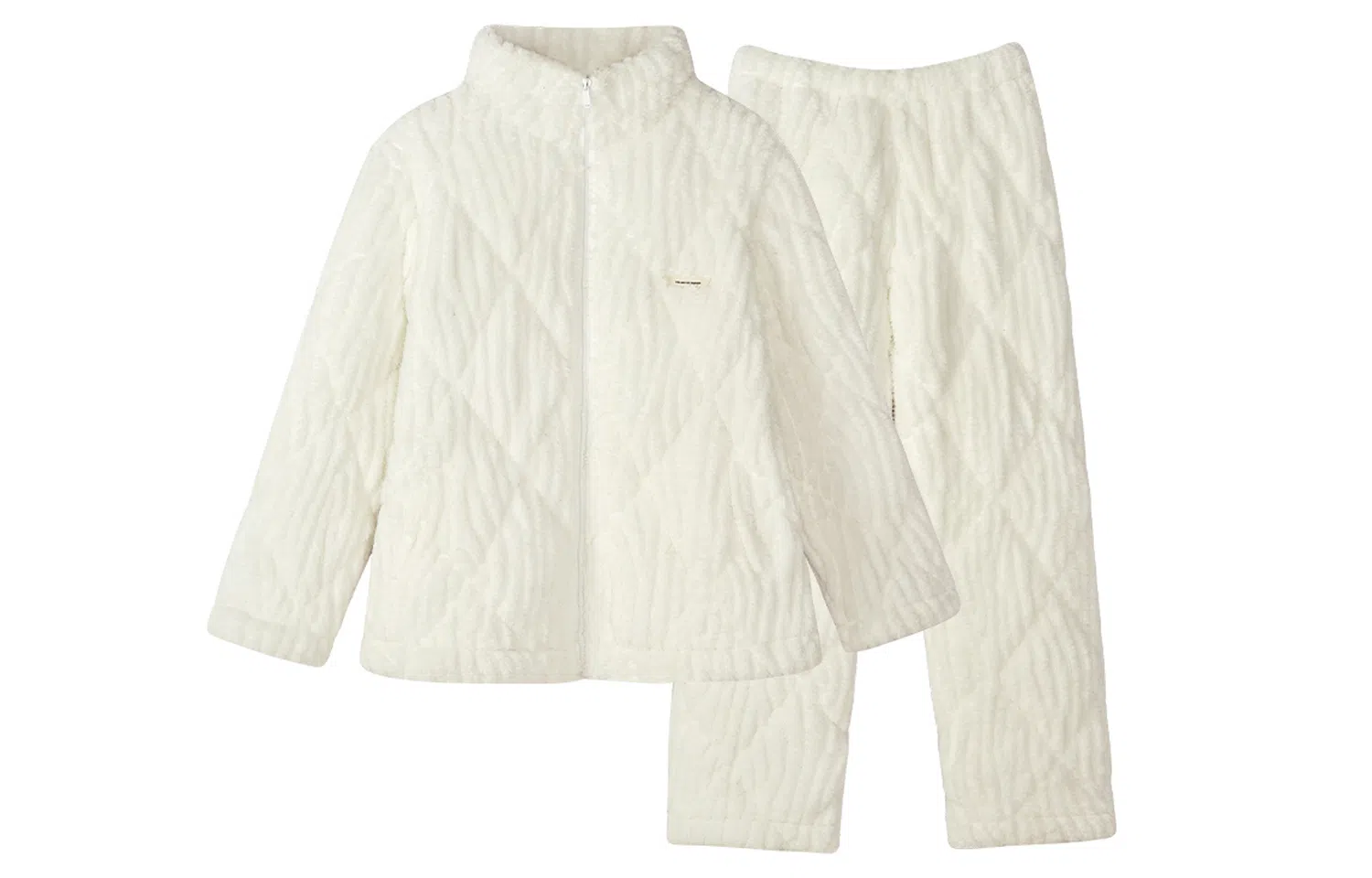 同语 睡衣女士秋冬季珊瑚绒三层夹棉加厚加绒套装冬天可外穿家居服 家居套装 女款 菊白色