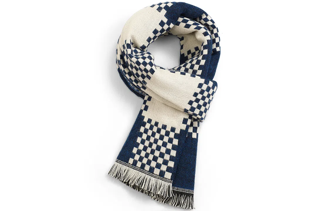 优幽兰 拼色格子 加厚 保暖护脖 防风防寒 高级感 绒线围巾 男女同款情侣款