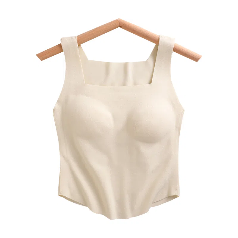 内在密码 蚕丝保暖吊带女美拉德高级简约穿搭带胸垫显瘦修身打底上衣