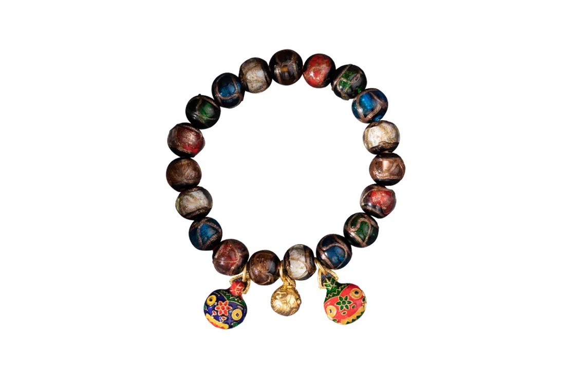 色菲尔 国潮招财串珠五彩吞金兽 新中式设计 好运连连上岸 琉璃 玉石手串 男女同款情侣款