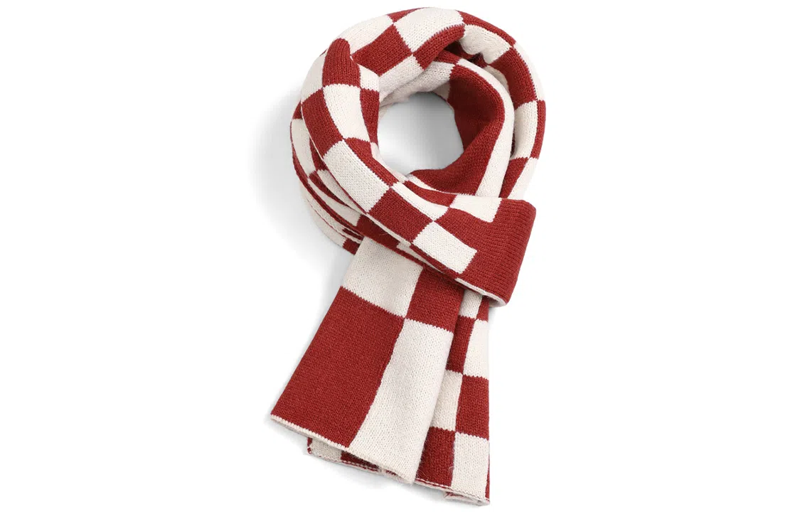 优幽兰 氛围感 格子撞色 针织加厚 防风防寒小众穿搭 仿羊绒 绒线围巾 女款