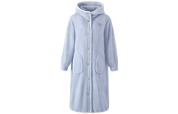 JINGYUN Coral Fleece Hoodie Robe Glacier Blue