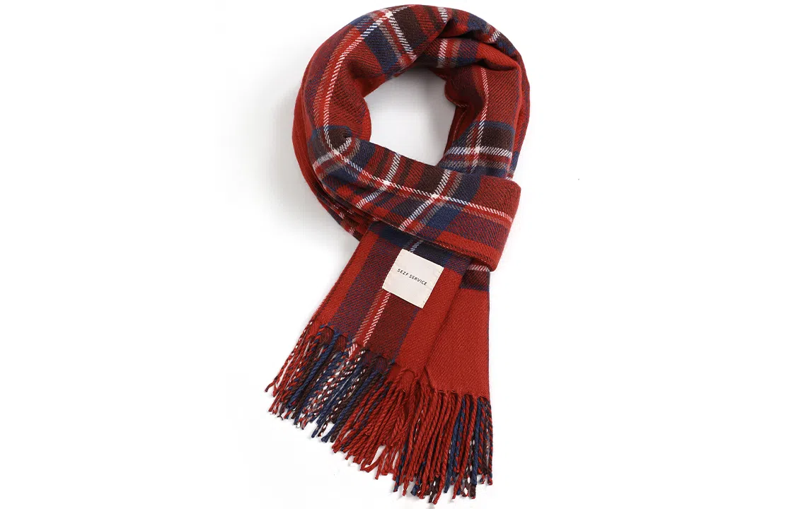 优幽兰 红色针织加厚防风防寒保暖护脖子氛围感小众 绒线围巾 女款