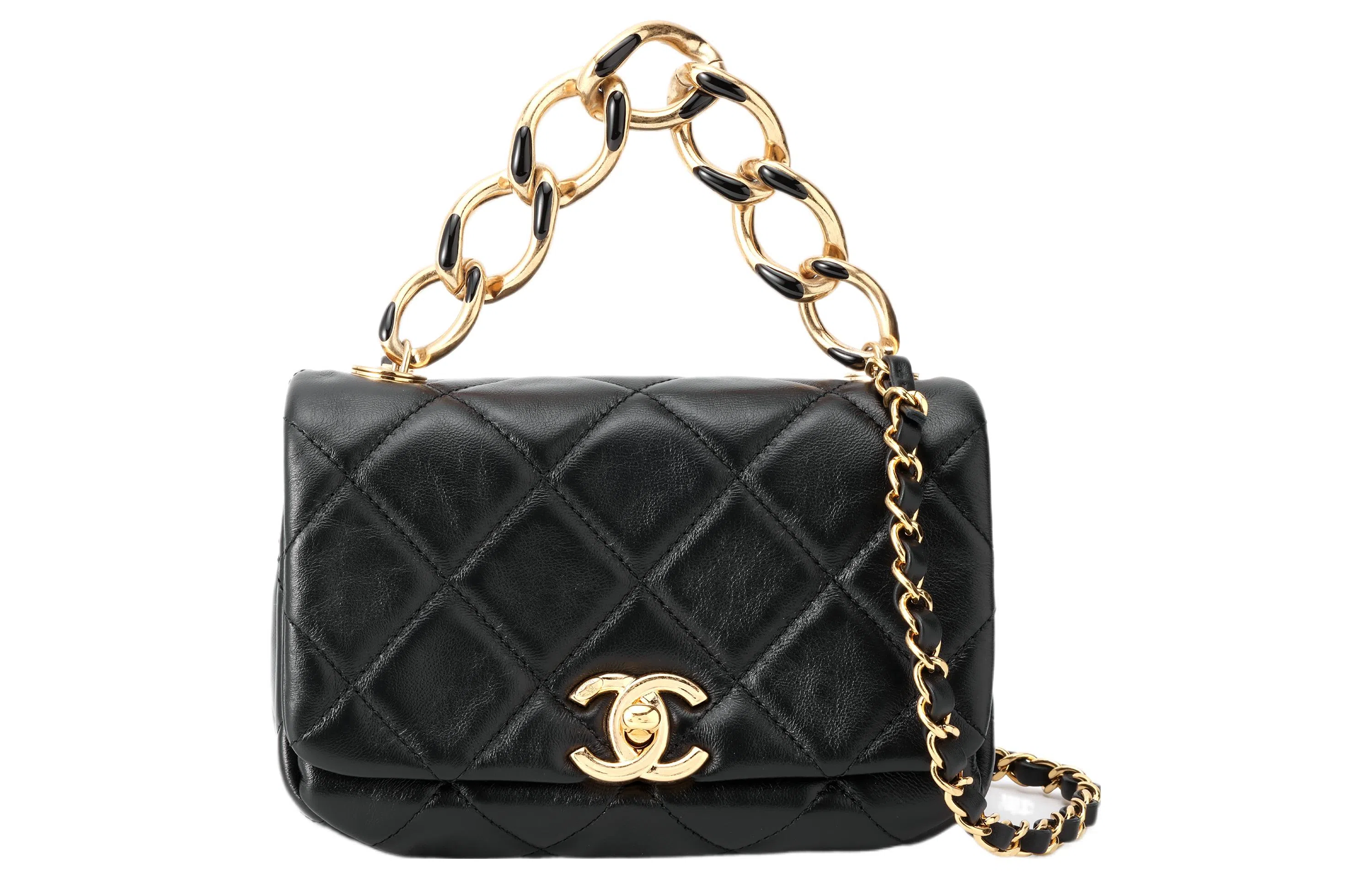 CHANEL 22A Chain Flap Mini Bag Black